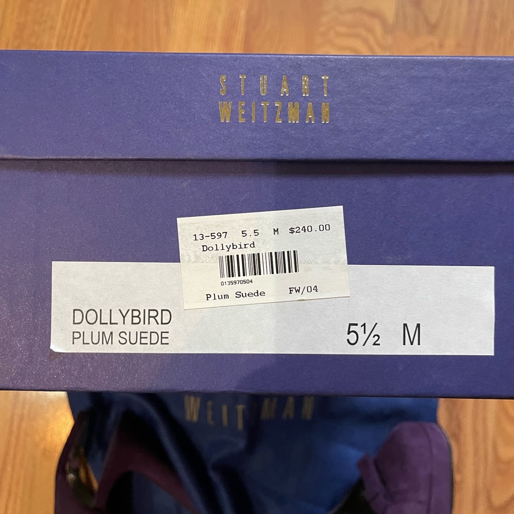 Plum Suede Stuart Weitzman Platform Slingback Hee… - image 2